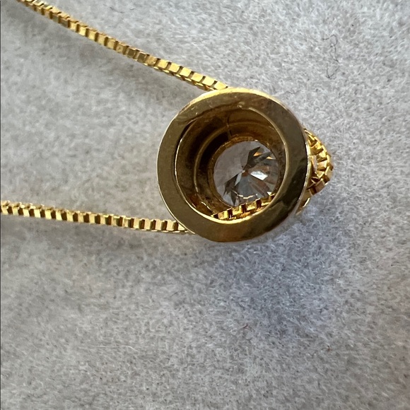 14K Yellow Gold Bezel Set Natural Diamond Necklace - Picture 6 of 10